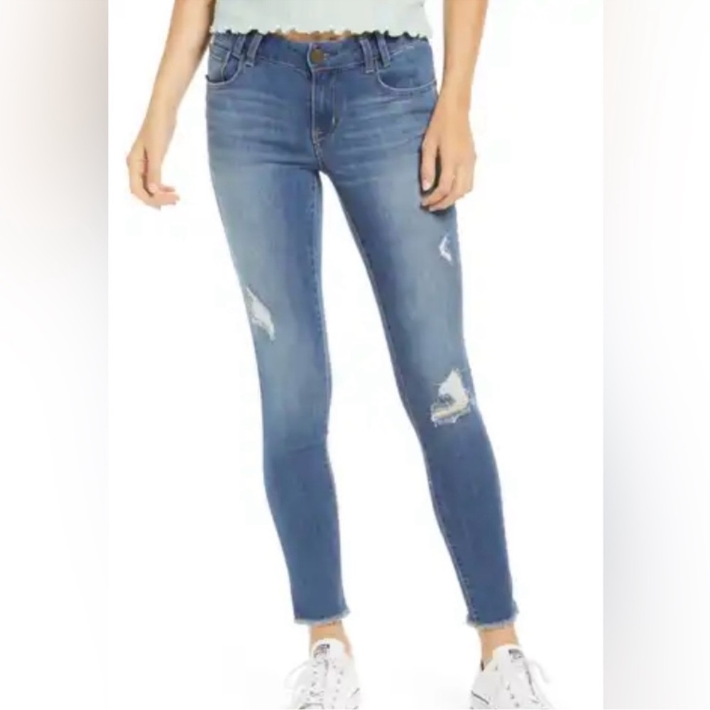 1822 Denim Distressed Raw Hem Skinny Jeans Size 6